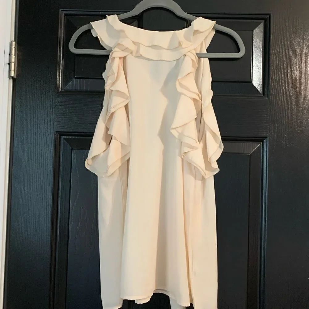 Cream Ruffle Tie Back Blouse